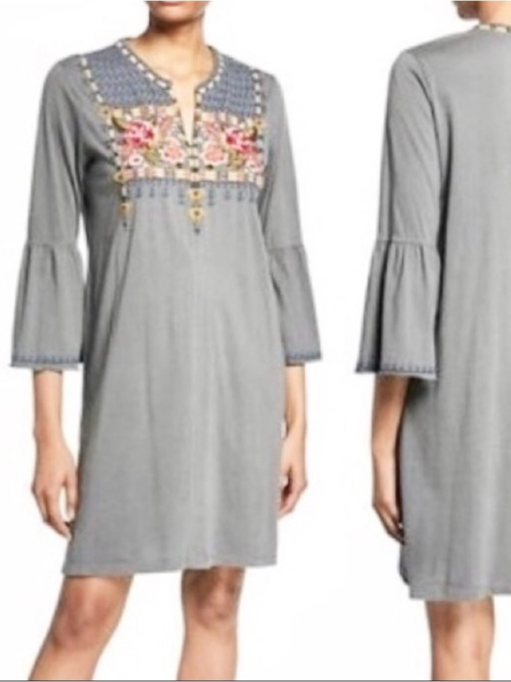 NEW JOHNNY WAS AXTON EMBROIDERED TUNIC DRESS SIZE S